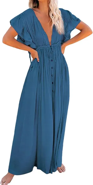 Kaftan Dresses for Women Plus Size Swimsuit Cover Up V Neck Caftan Beach Dress Loungewear