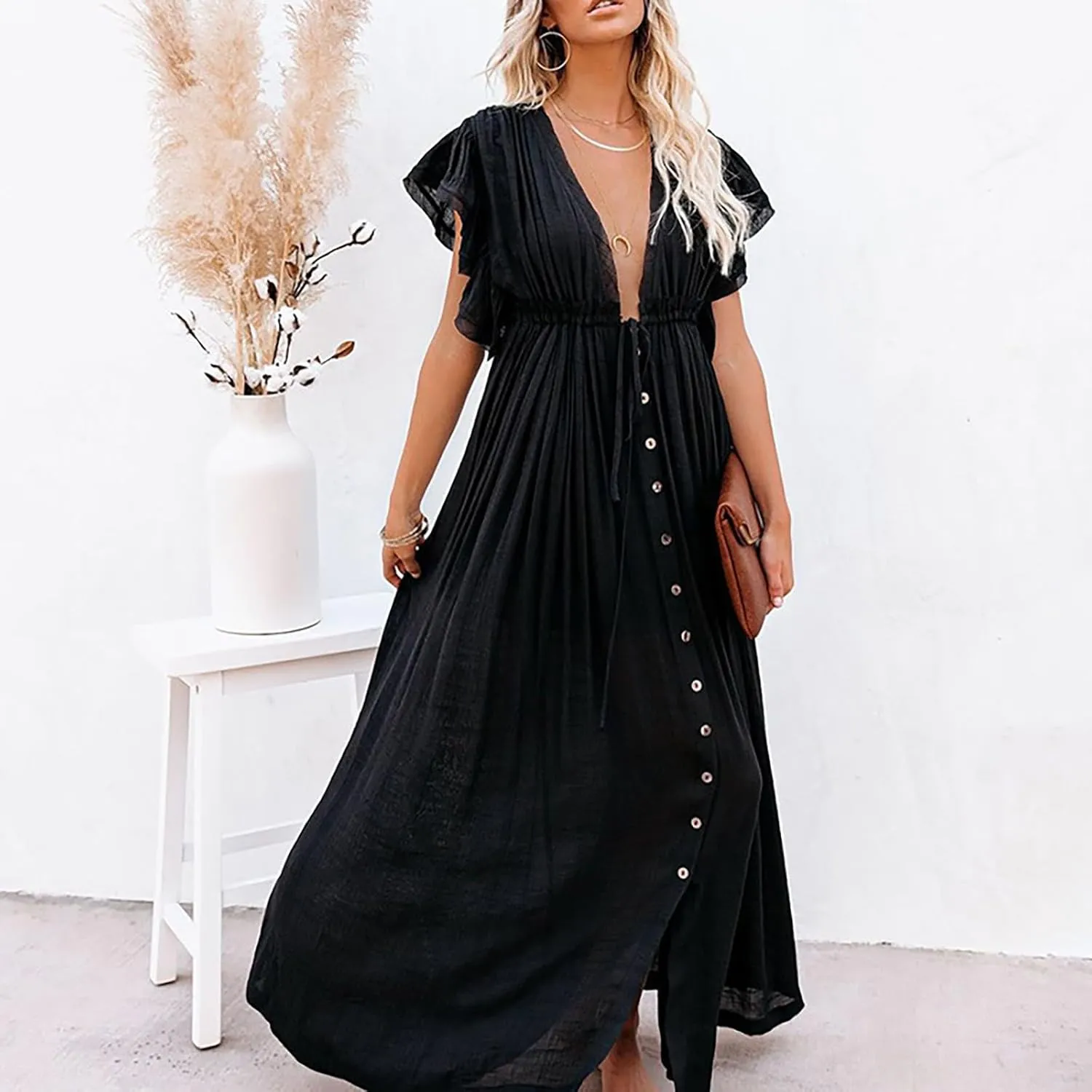 Kaftan Dresses for Women Plus Size Swimsuit Cover Up V Neck Caftan Beach Dress Loungewear