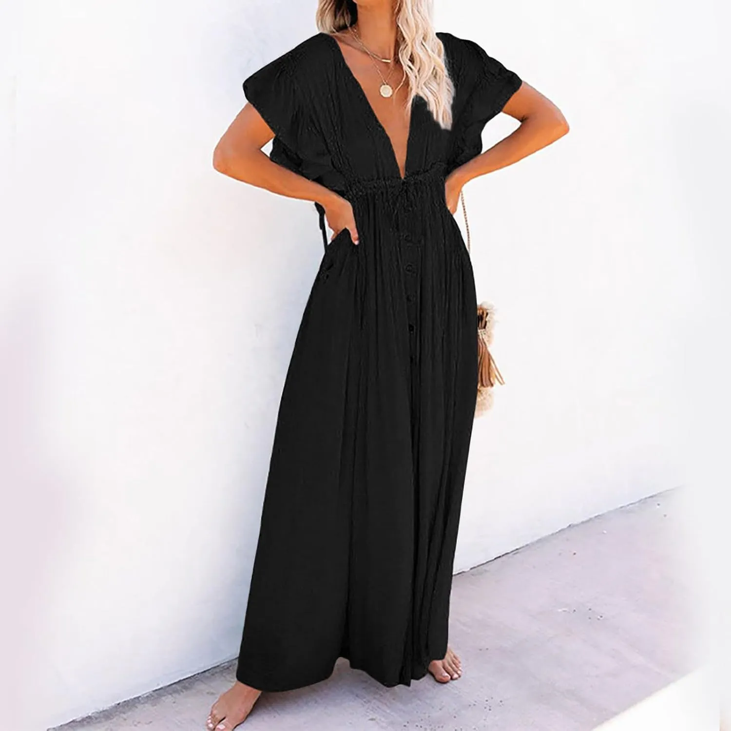 Kaftan Dresses for Women Plus Size Swimsuit Cover Up V Neck Caftan Beach Dress Loungewear
