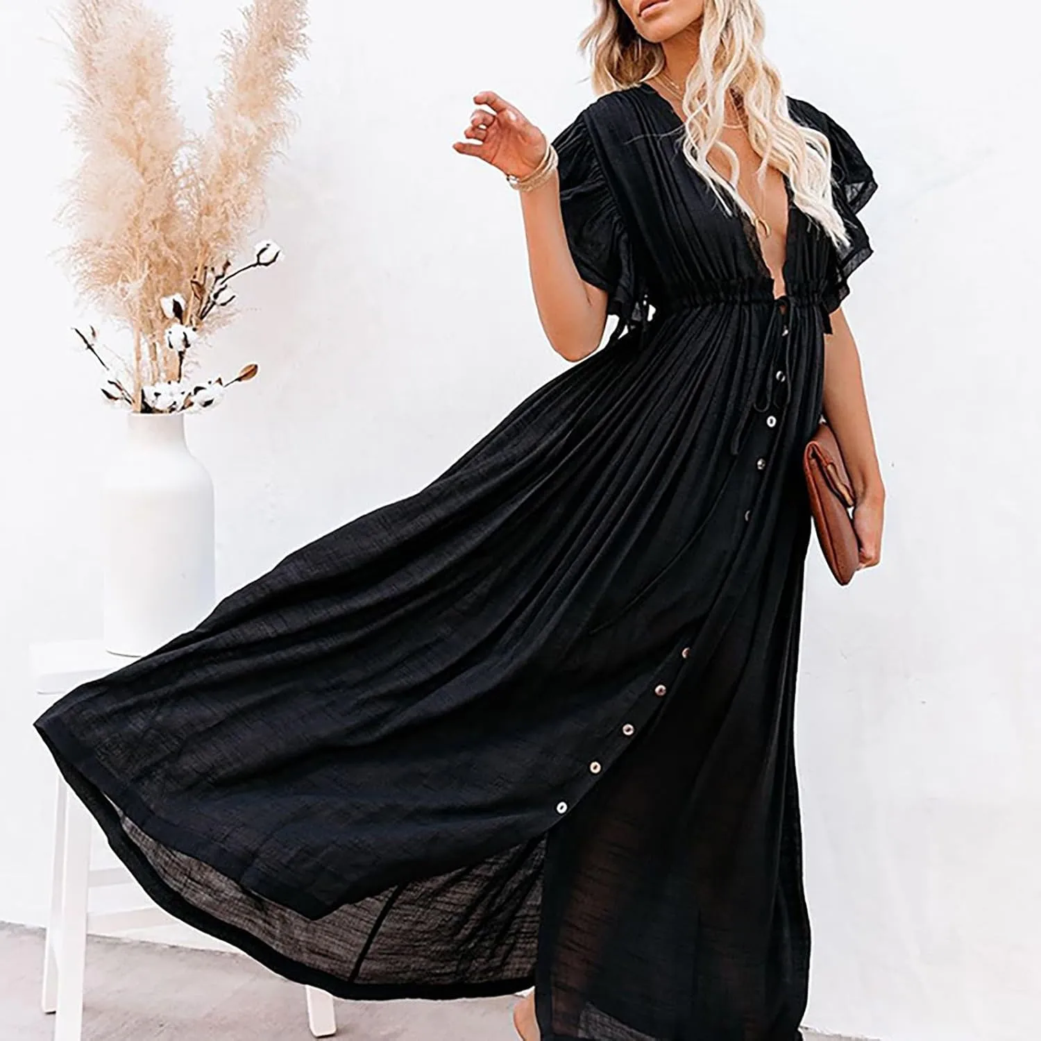 Kaftan Dresses for Women Plus Size Swimsuit Cover Up V Neck Caftan Beach Dress Loungewear