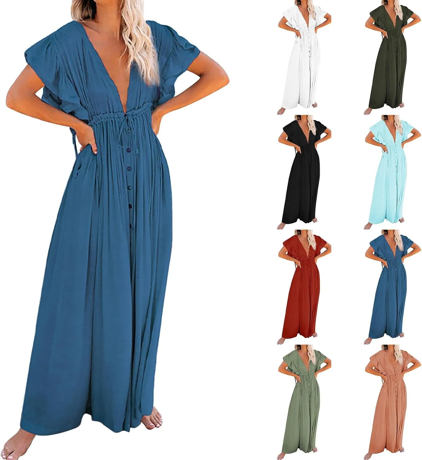 Kaftan Dresses for Women Plus Size Swimsuit Cover Up V Neck Caftan Beach Dress Loungewear