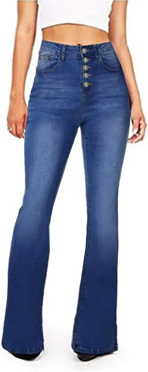 KDF Flare Jeans for Women Women's Bootcut Bell Bottom Jeans High Waisted Stretch Slimming Bell Bottoms Jeans