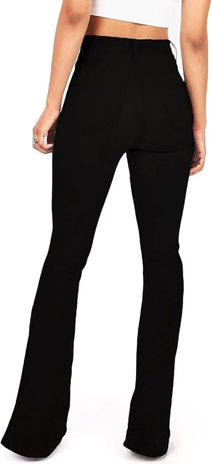 KDF High Waisted Bell Bottom Jeans for Women Flare Jeans for Women Stretch Wide Leg Jeans