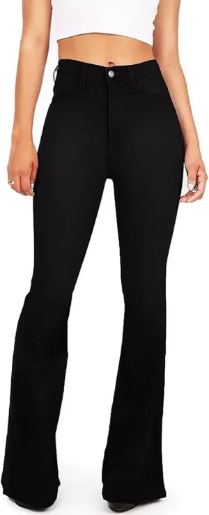 KDF High Waisted Bell Bottom Jeans for Women Flare Jeans for Women Stretch Wide Leg Jeans