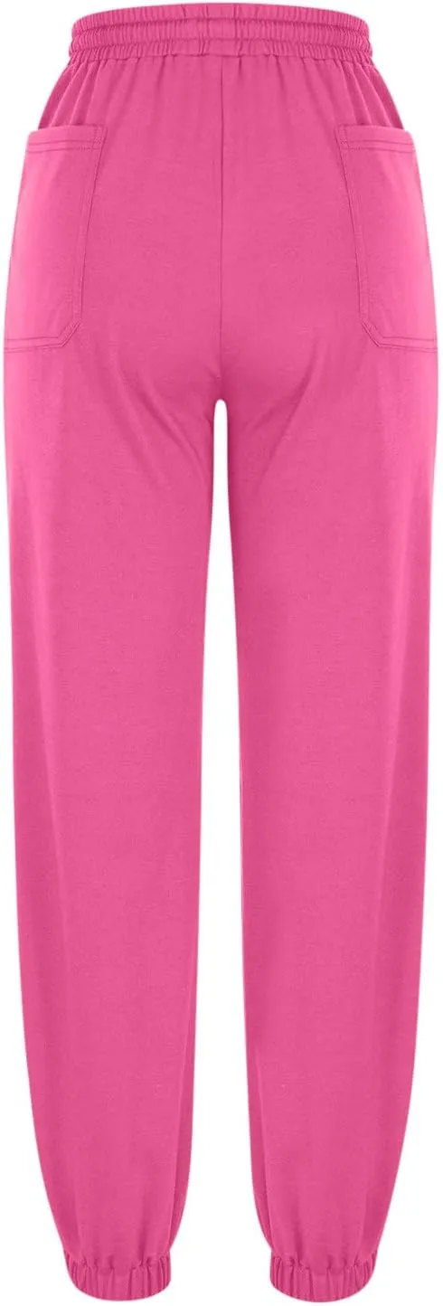 lcziwo Womens Fleece Lined Pants Baggy Wide Straight Leg Pants High Waisted Athletic Jogger Pants Drawstring Loungewear