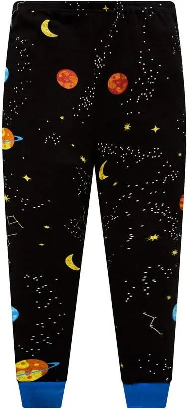 Little Boys Pajamas for Toddler Clothes Set Planet Train Sleepwear Long Sleeve 100% Cotton 2 Piece Kids Pjs Size 1-10 Years