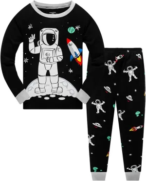 Little Boys Pajamas for Toddler Clothes Set Planet Train Sleepwear Long Sleeve 100% Cotton 2 Piece Kids Pjs Size 1-10 Years