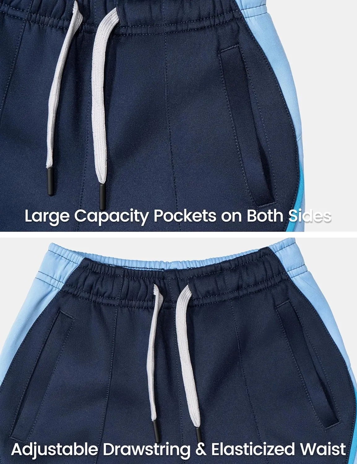 Little Donkey Andy Boys' Sweatpants, Moisture Wicking Kids Sport Pants, Active Patchwork Fabric Joggers(6-14)