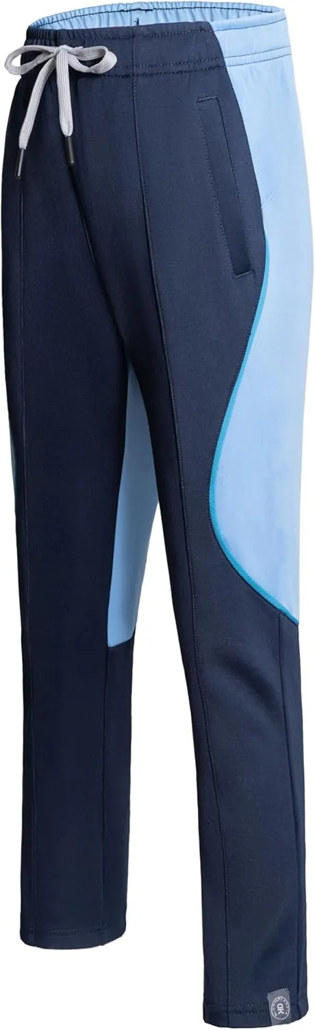 Little Donkey Andy Boys' Sweatpants, Moisture Wicking Kids Sport Pants, Active Patchwork Fabric Joggers(6-14)