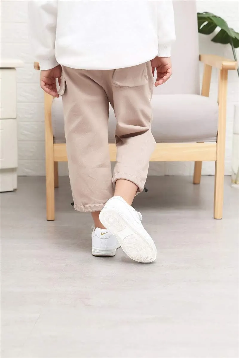 Little Kids Boys Elastic Waist Pocket Chino Casual Active Cargo Pants Joggers