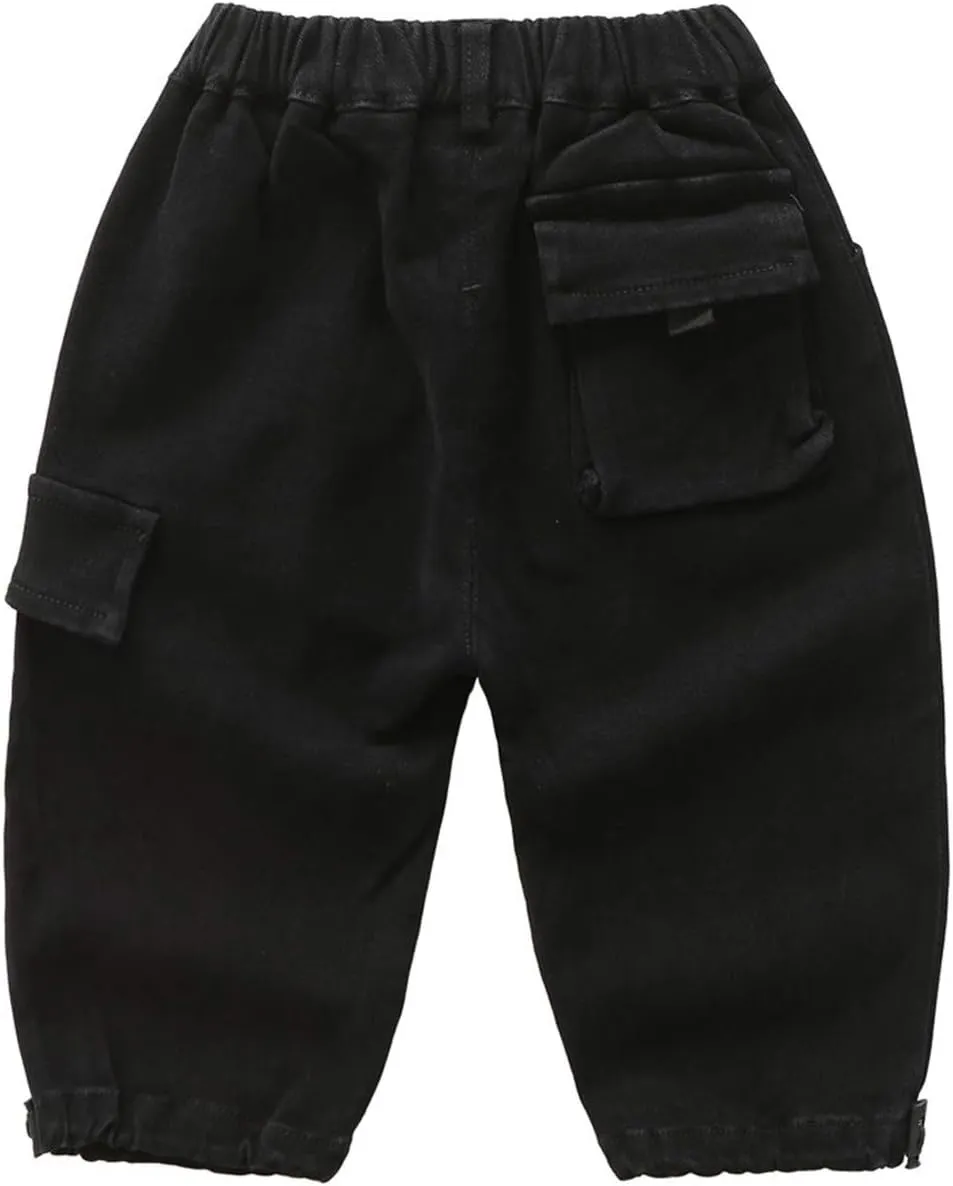 Little Kids Boys Elastic Waist Pocket Chino Casual Active Cargo Pants Joggers