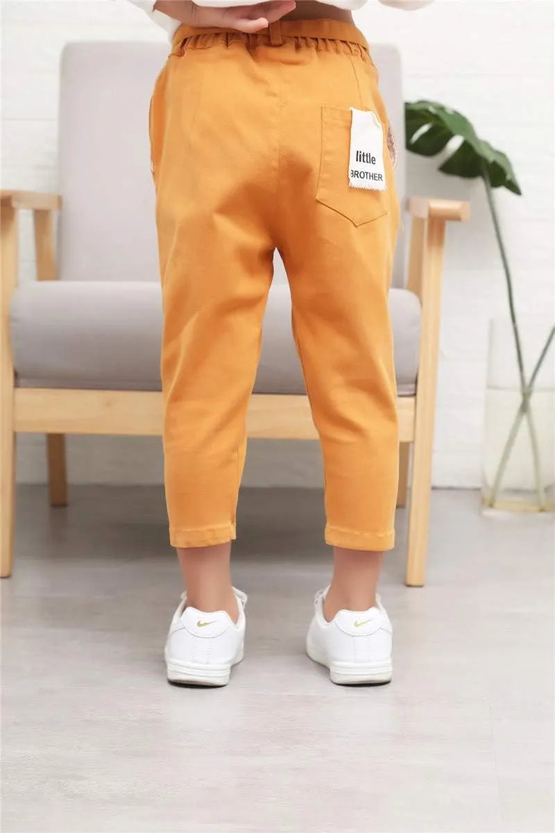 Little Kids Boys Elastic Waist Pocket Chino Casual Active Cargo Pants Joggers