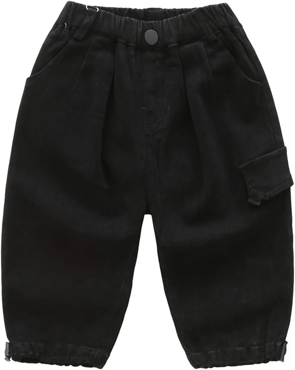 Little Kids Boys Elastic Waist Pocket Chino Casual Active Cargo Pants Joggers