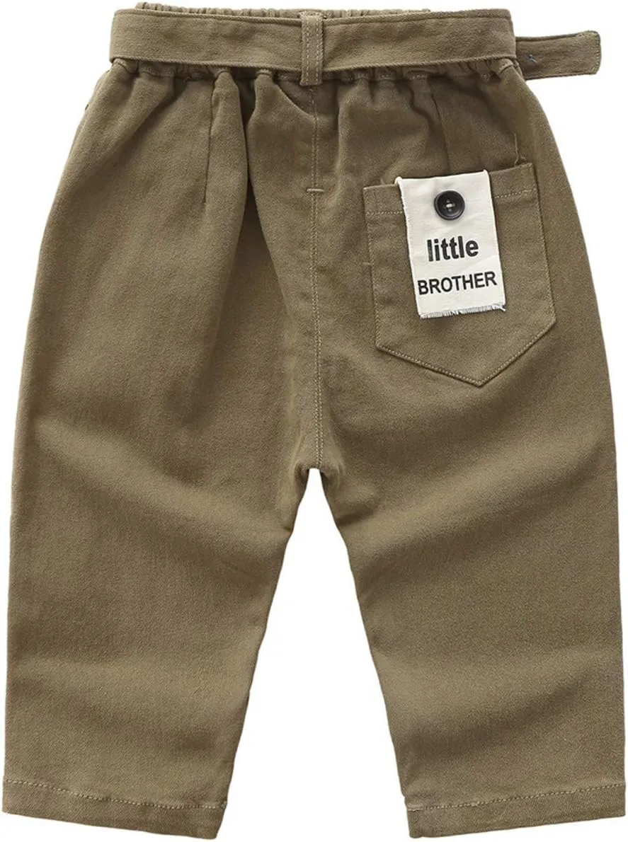Little Kids Boys Elastic Waist Pocket Chino Casual Active Cargo Pants Joggers