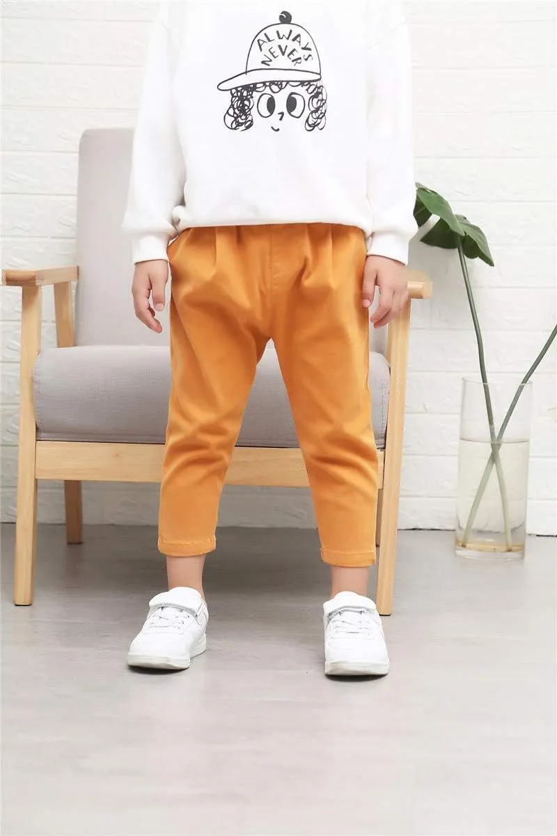 Little Kids Boys Elastic Waist Pocket Chino Casual Active Cargo Pants Joggers