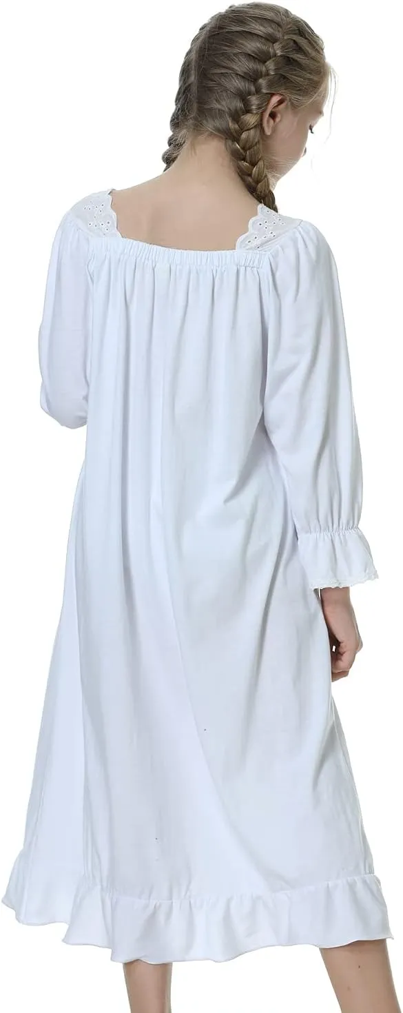 Lovely Girls Princess Nightgown Soft Cotton Sleepwear Kids 3-12 Years