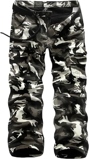 Maiyifu-GJ Men's Cargo Pants Multi Pockets Military Camouflage Hiking Pants Casual Loose Straight Leg Trousers Sweatpants