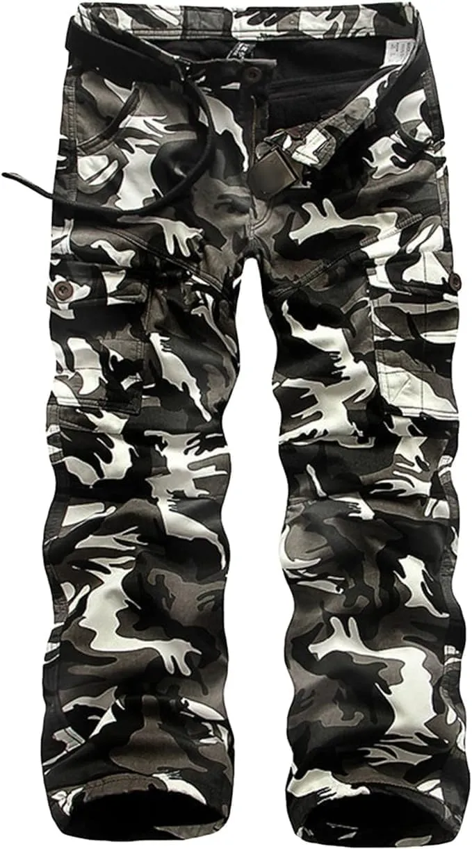 Maiyifu-GJ Men's Cargo Pants Multi Pockets Military Camouflage Hiking Pants Casual Loose Straight Leg Trousers Sweatpants