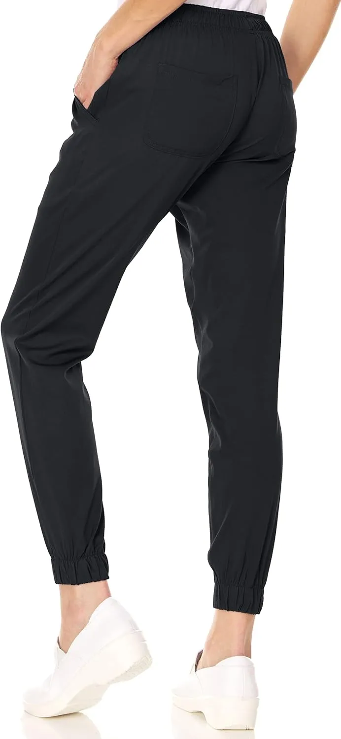 MediChic Womens Scrub Joggers 4-Way Stretch Anti-Wrinkle Moisture-Wicking Elastic Waistband Four Pocket Jogger Pants