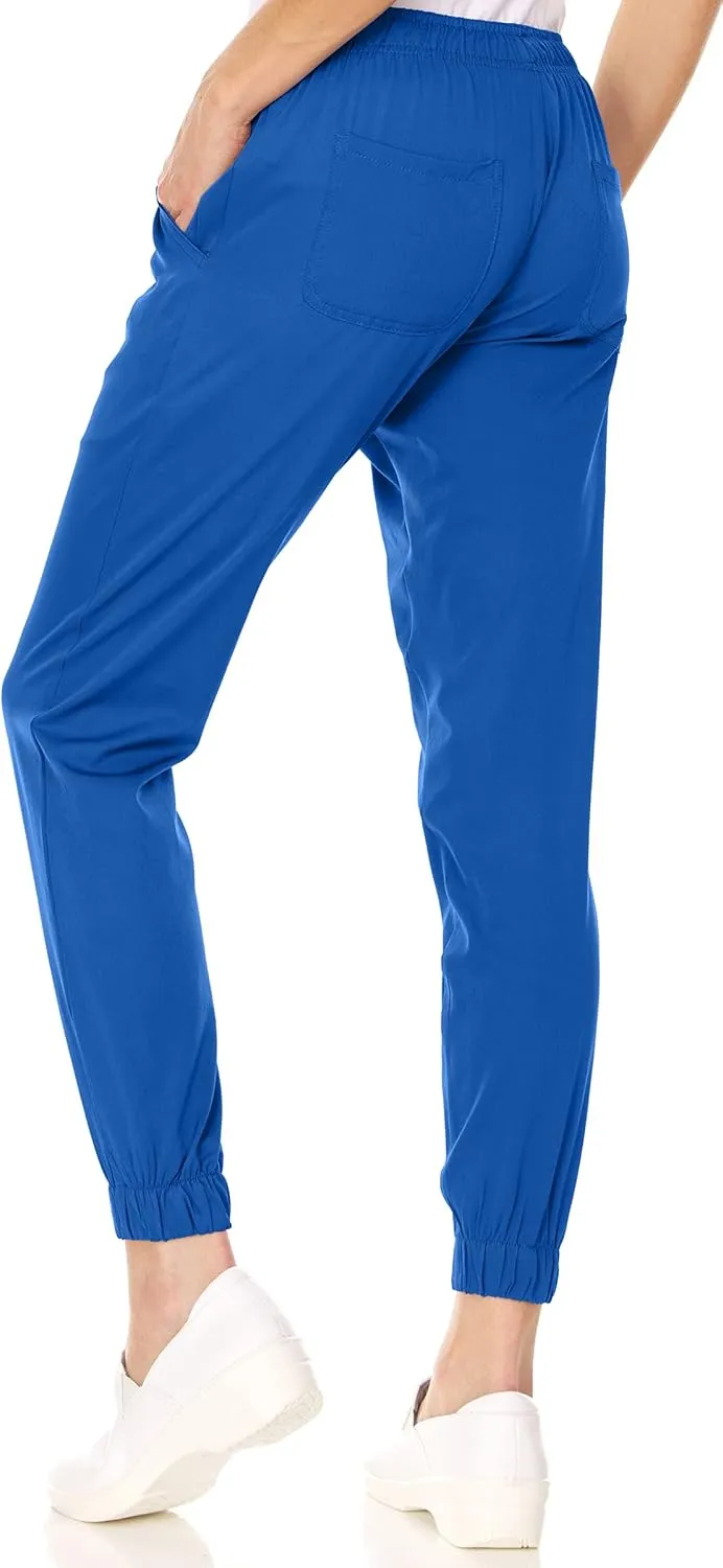 MediChic Womens Scrub Joggers 4-Way Stretch Anti-Wrinkle Moisture-Wicking Elastic Waistband Four Pocket Jogger Pants