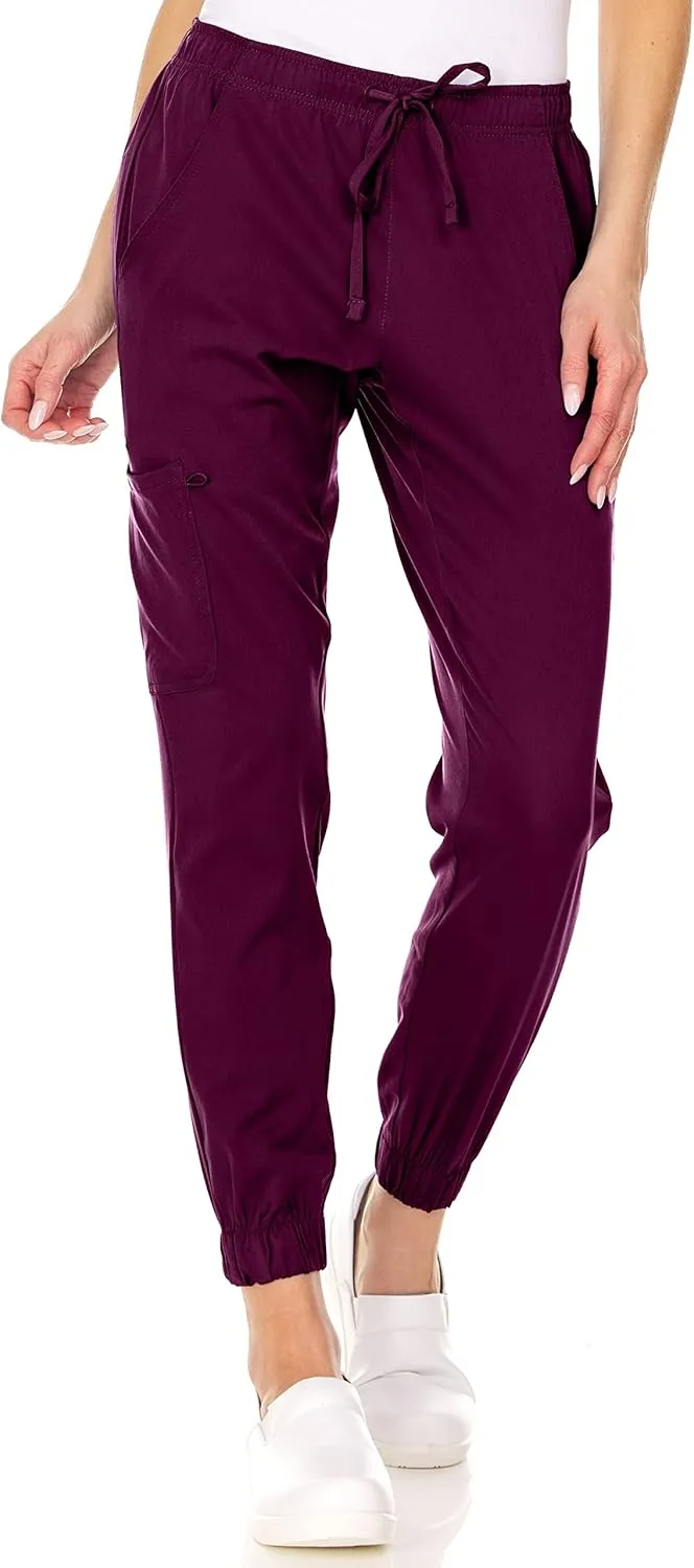 MediChic Womens Scrub Joggers 4-Way Stretch Anti-Wrinkle Moisture-Wicking Elastic Waistband Four Pocket Jogger Pants