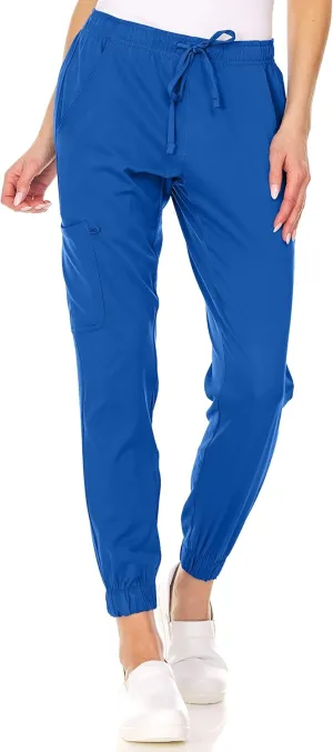 MediChic Womens Scrub Joggers 4-Way Stretch Anti-Wrinkle Moisture-Wicking Elastic Waistband Four Pocket Jogger Pants