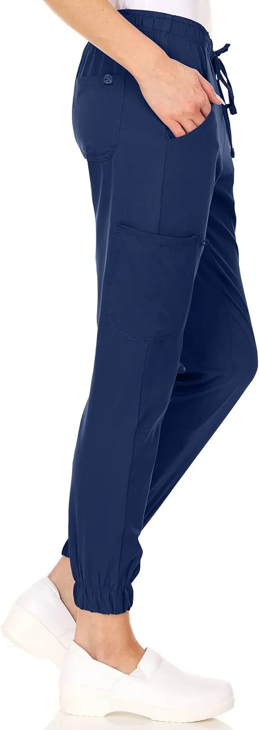 MediChic Womens Scrub Joggers 4-Way Stretch Anti-Wrinkle Moisture-Wicking Elastic Waistband Four Pocket Jogger Pants