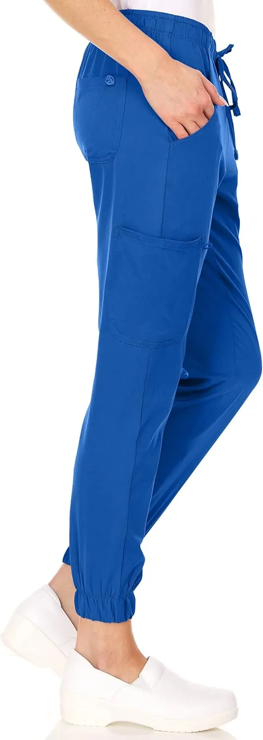MediChic Womens Scrub Joggers 4-Way Stretch Anti-Wrinkle Moisture-Wicking Elastic Waistband Four Pocket Jogger Pants