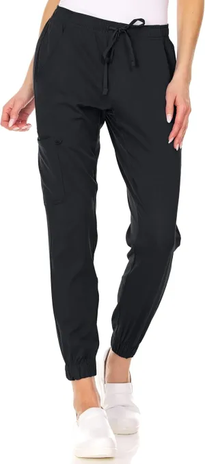 MediChic Womens Scrub Joggers 4-Way Stretch Anti-Wrinkle Moisture-Wicking Elastic Waistband Four Pocket Jogger Pants