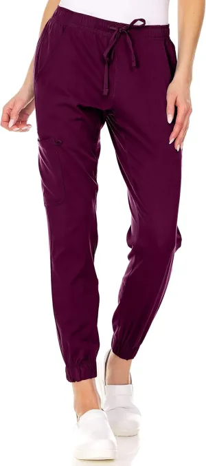 MediChic Womens Scrub Joggers 4-Way Stretch Anti-Wrinkle Moisture-Wicking Elastic Waistband Four Pocket Jogger Pants