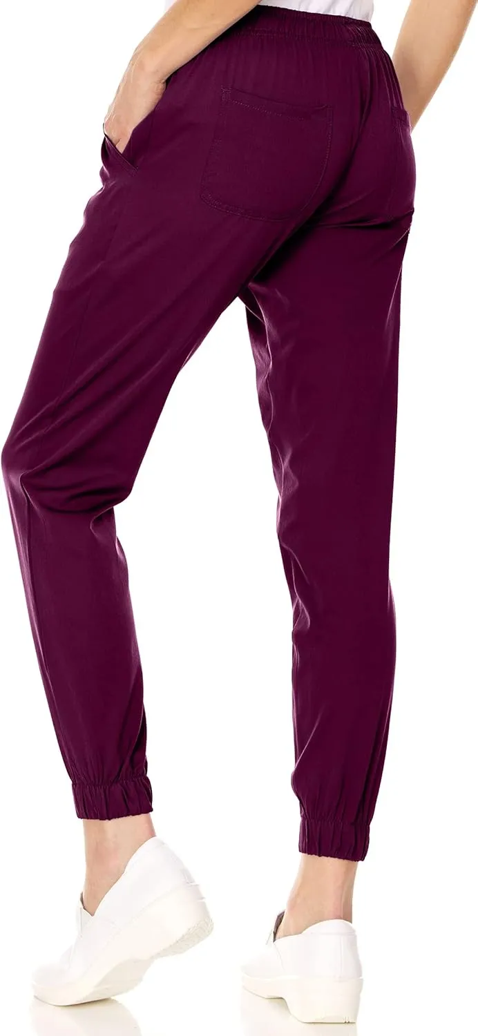 MediChic Womens Scrub Joggers 4-Way Stretch Anti-Wrinkle Moisture-Wicking Elastic Waistband Four Pocket Jogger Pants