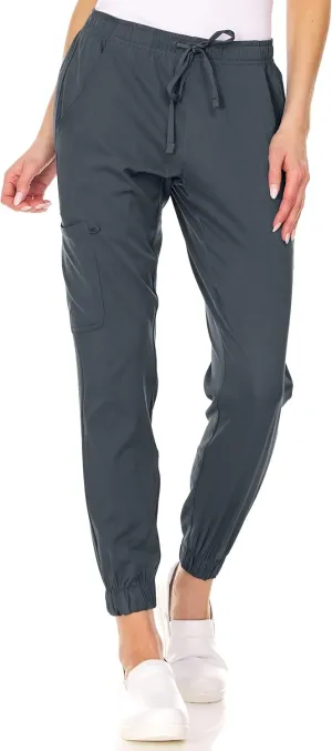 MediChic Womens Scrub Joggers 4-Way Stretch Anti-Wrinkle Moisture-Wicking Elastic Waistband Four Pocket Jogger Pants