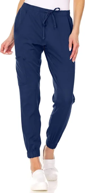 MediChic Womens Scrub Joggers 4-Way Stretch Anti-Wrinkle Moisture-Wicking Elastic Waistband Four Pocket Jogger Pants