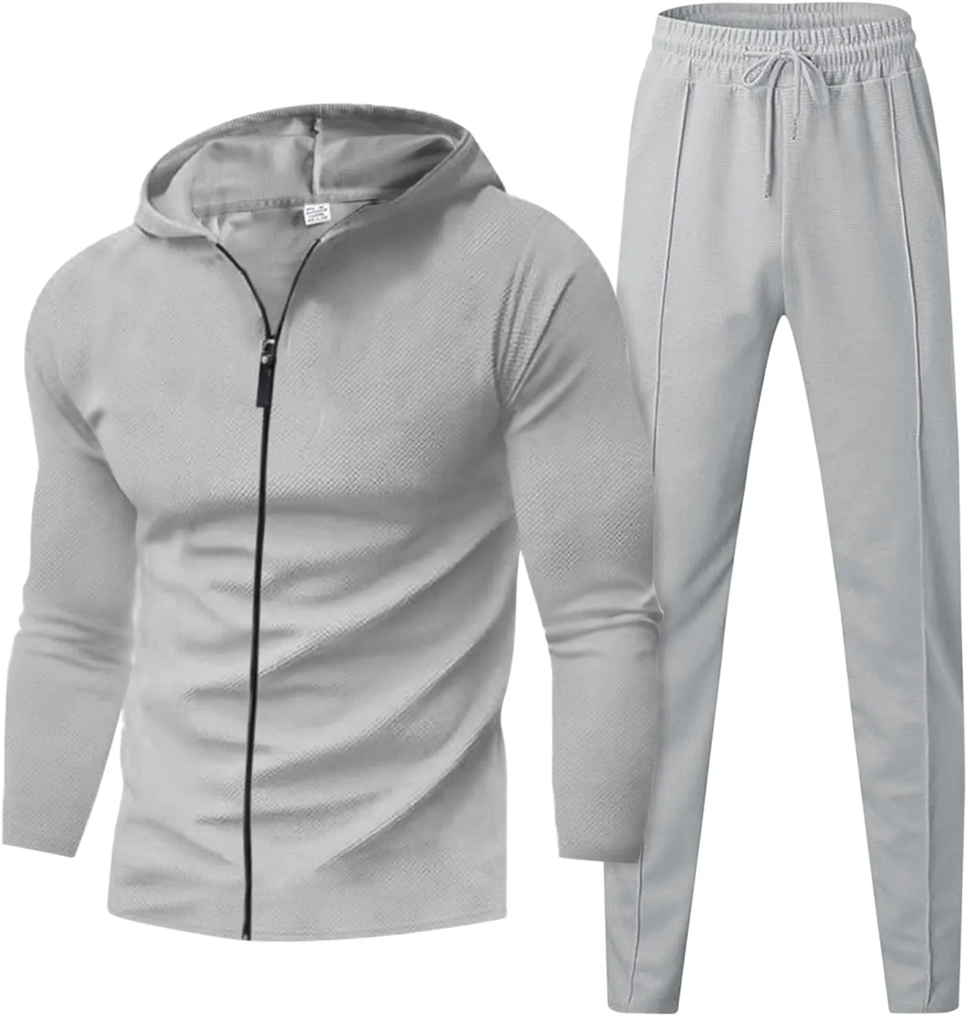 Men's 2 Piece Hoodie Sweatshirt Tracksuit Hooded Cardigan Solid Color Long Sleeve Pants Set Men's Tracksuit 2 Pieces