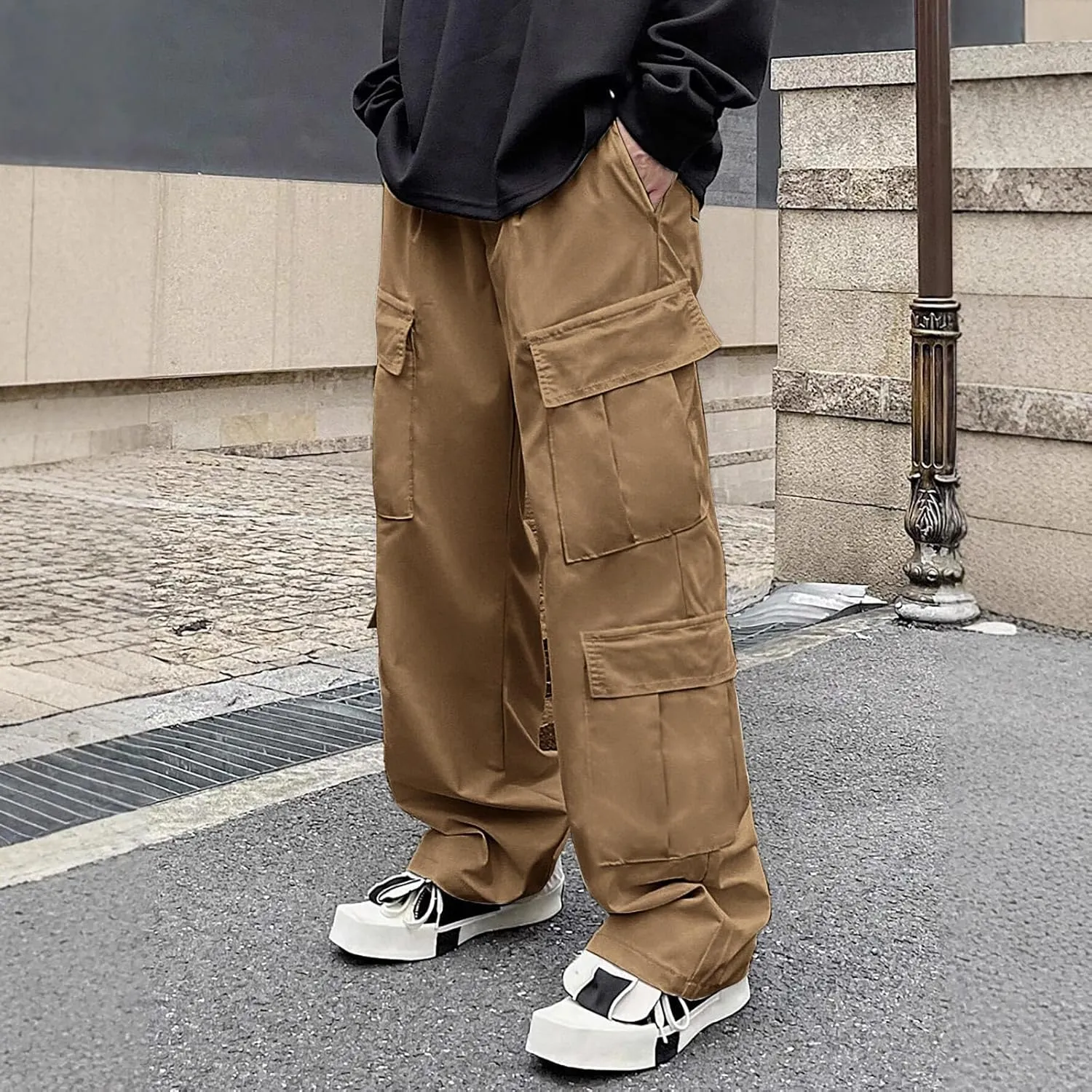 Mens Cargo Work Pants Relaxed Fit Tactical Ripstop Pants Baggy Stretch Camping Sweatpants Outdoor