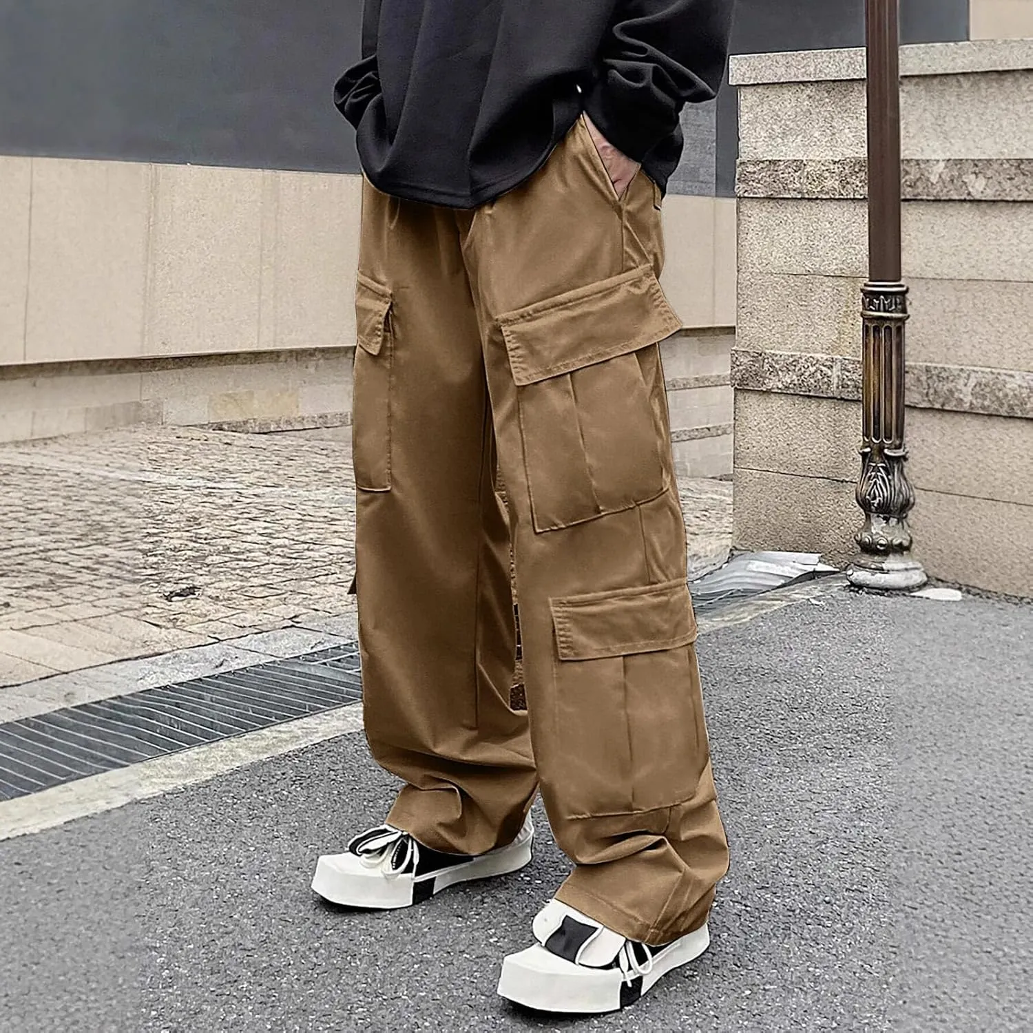 Mens Cargo Work Pants Relaxed Fit Tactical Ripstop Pants Baggy Stretch Camping Sweatpants Outdoor