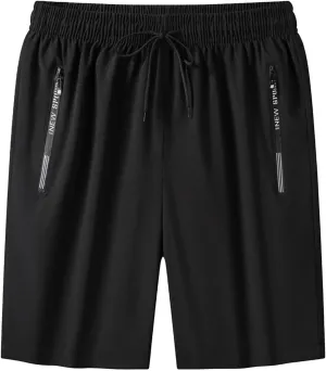 Men's Classic Cotton Casual Shorts, Ice Silk Athletic Elastic Waistband Daily Wear Walking Summer Loungewear