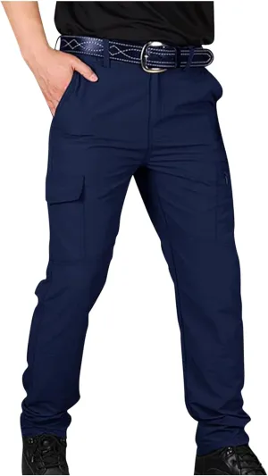 Men's Combat Cargo Pants Elastic Waist Outdoor Hiking Trousers Relaxed Fit Straight Workout Pant Casual Tactical Pant