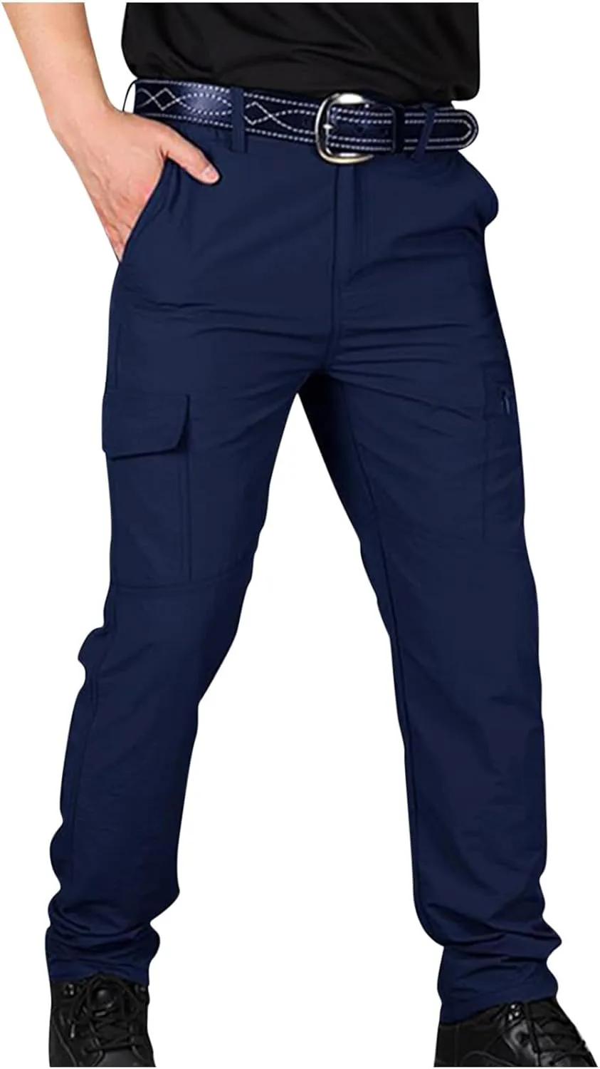Men's Combat Cargo Pants Elastic Waist Outdoor Hiking Trousers Relaxed Fit Straight Workout Pant Casual Tactical Pant