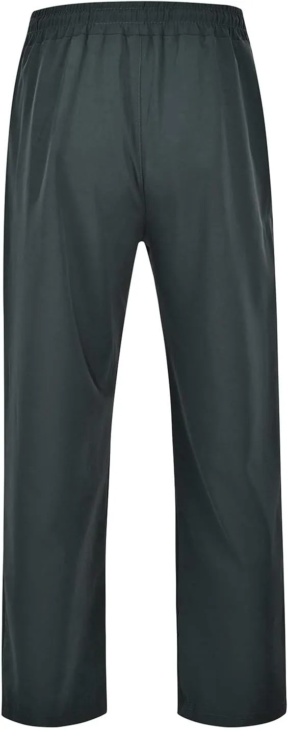 Men's Cotton Linen Pants Stretch Elastic Waist Joggers Relaxed Fit Overalls Hiking Hunting Work Trousers