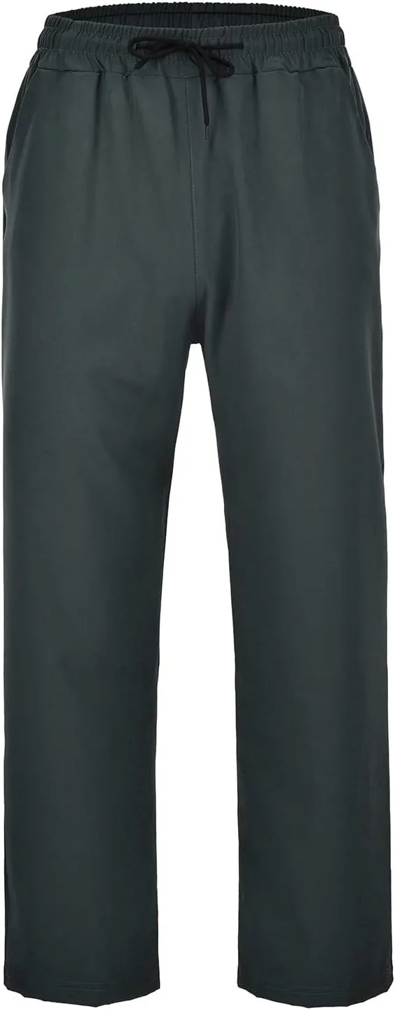 Men's Cotton Linen Pants Stretch Elastic Waist Joggers Relaxed Fit Overalls Hiking Hunting Work Trousers