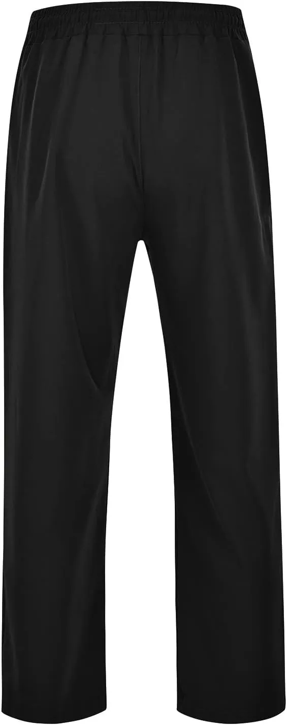 Men's Cotton Linen Pants Stretch Elastic Waist Joggers Relaxed Fit Overalls Hiking Hunting Work Trousers
