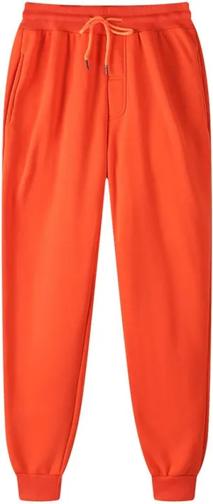 Mens Drawstring Jogging Sweatpants Fleece Active Athletic Lounge Pants with Cinched Cuffs Winter Workout Jogger Pants