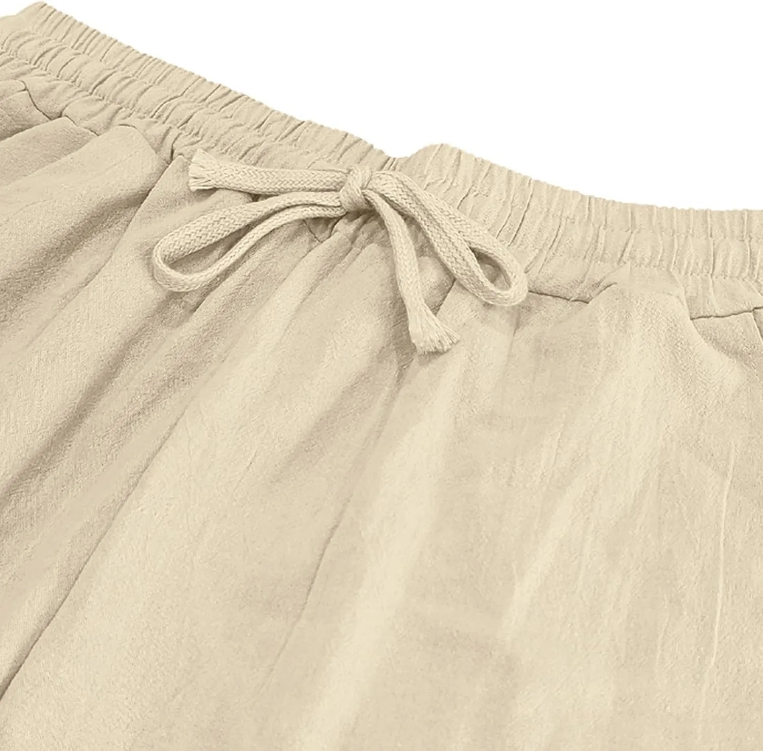 Mens Linen Pants Wide Leg Elastic Waist Casual Hippie Vintage Loose Fit Trousers Yoga Outdoor Sweatpants with Pockets