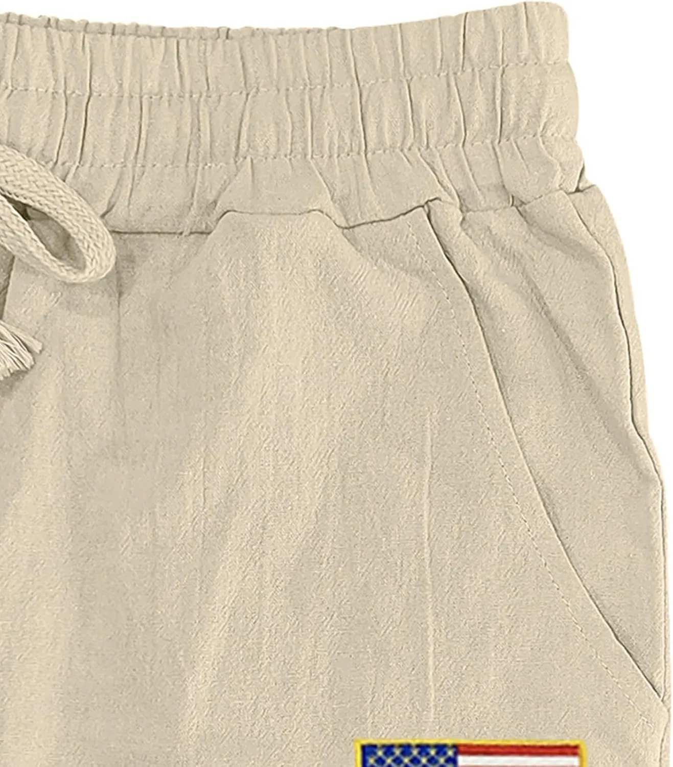 Mens Linen Pants Wide Leg Elastic Waist Casual Hippie Vintage Loose Fit Trousers Yoga Outdoor Sweatpants with Pockets