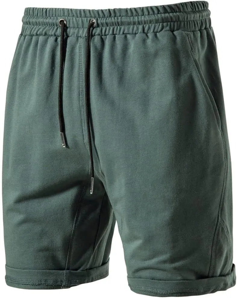 Men's Lounge Shorts Cotton Soft French Terry Athletic Summer Loose Jogging Sport Sweat Short Pants with Pocket