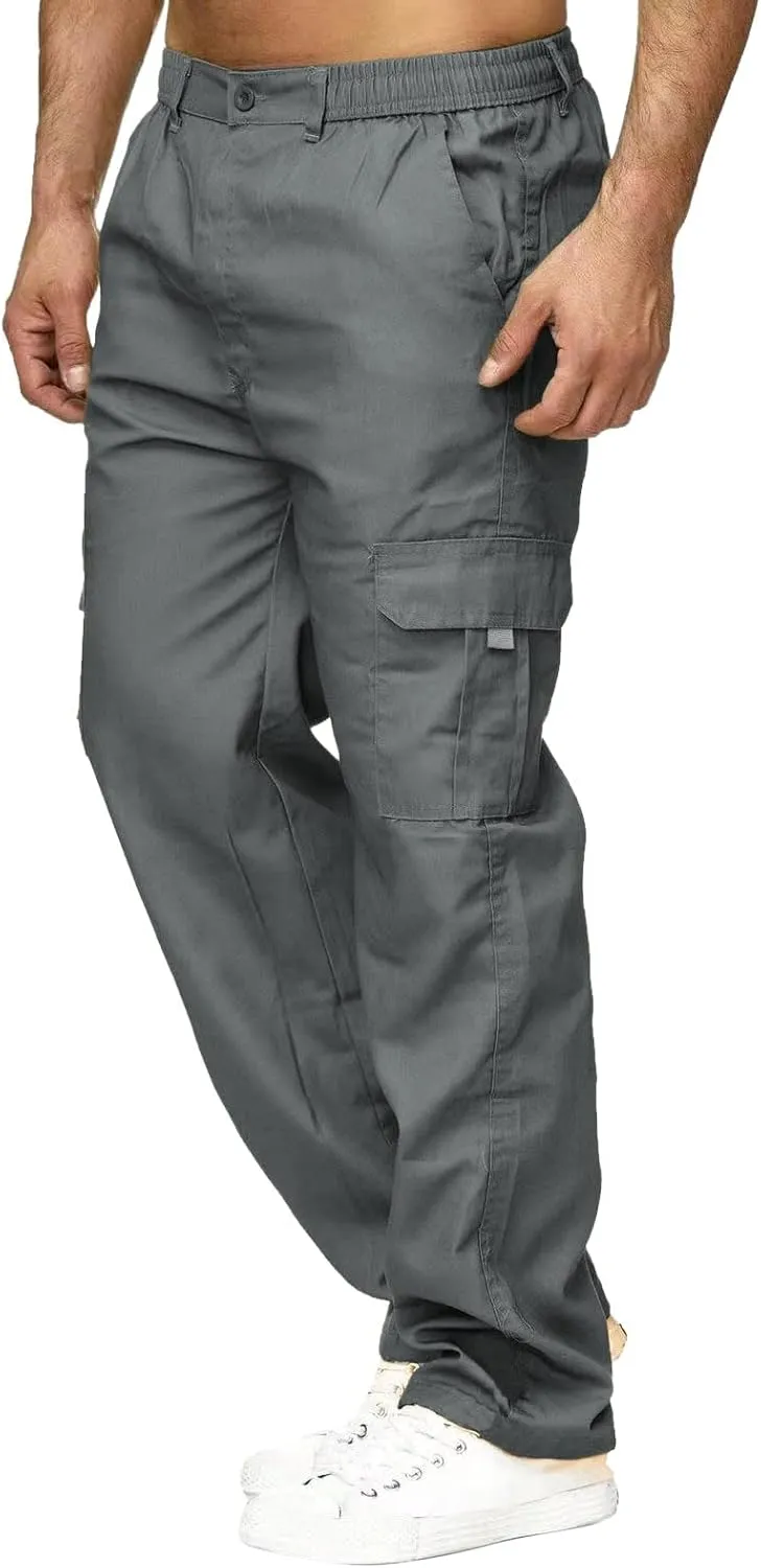 Men's Outdoor Cargo Pants Lightweight Relaxed Fit Tactical Pant Hiking Jogger Multi Pockets Fashion Trousers