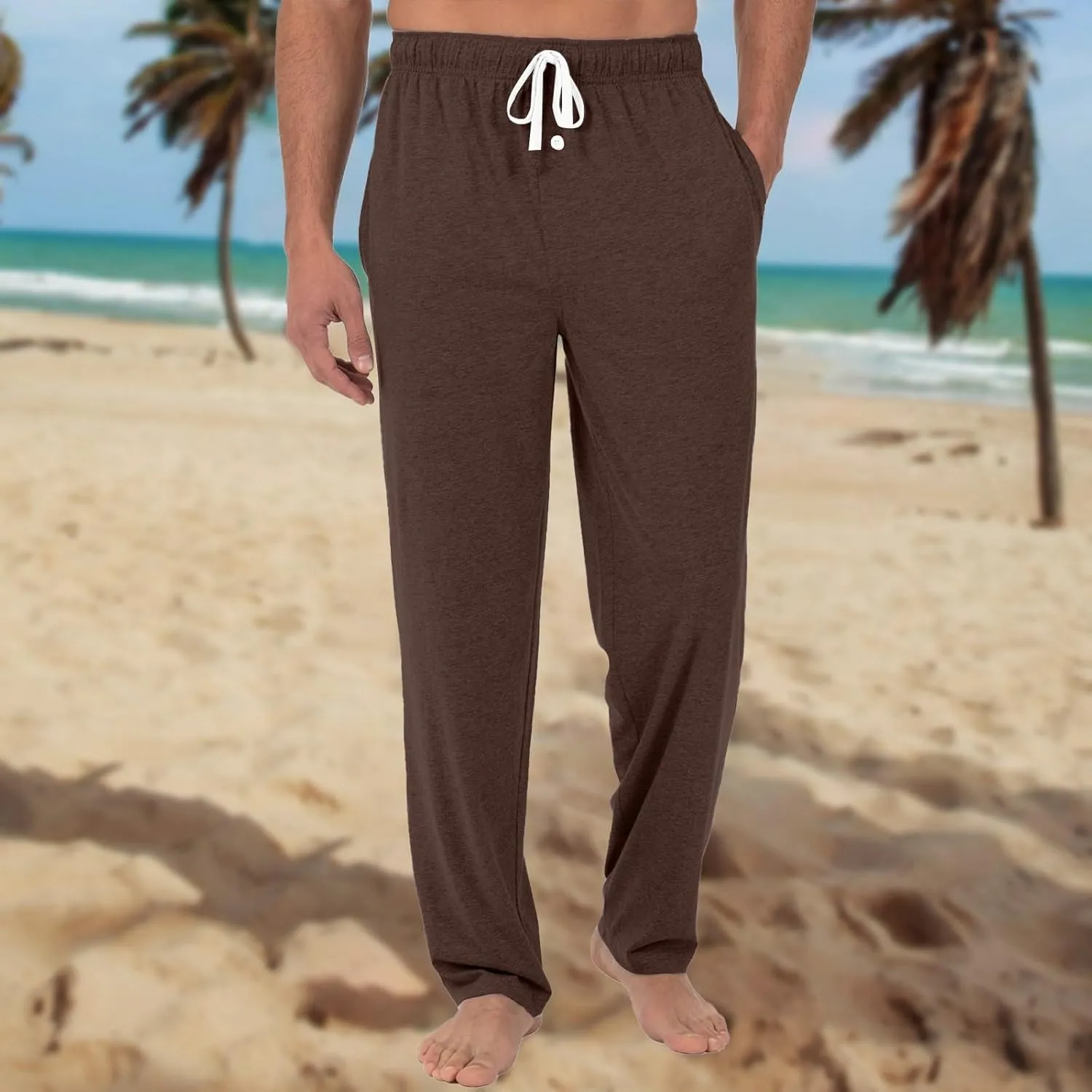 Men's Pajama Pants Solid/Plaid Pajama Pants Sleep Soft Lounge Pants PJ Bottoms Sleepwear Pants with Drawstring Pockets