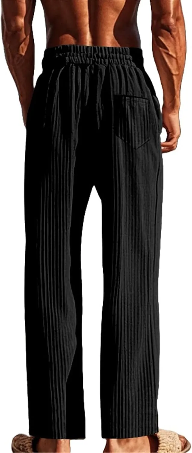 Mens Stretch Pants Relaxed Fit Breathable Sweatpants 2025 Trendy Workout Trousers Casual Drawstring Elastic Waist