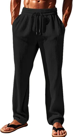 Mens Stretch Pants Relaxed Fit Breathable Sweatpants 2025 Trendy Workout Trousers Casual Drawstring Elastic Waist